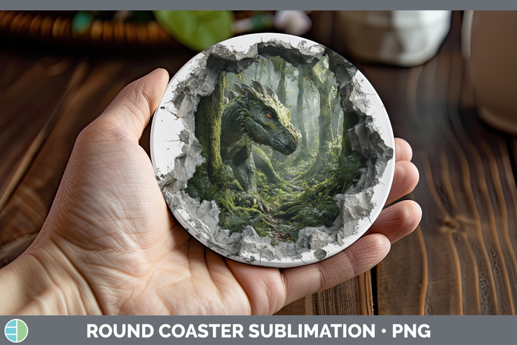 Dragon Animals 3D Hole Round Coaster Sublimation Design