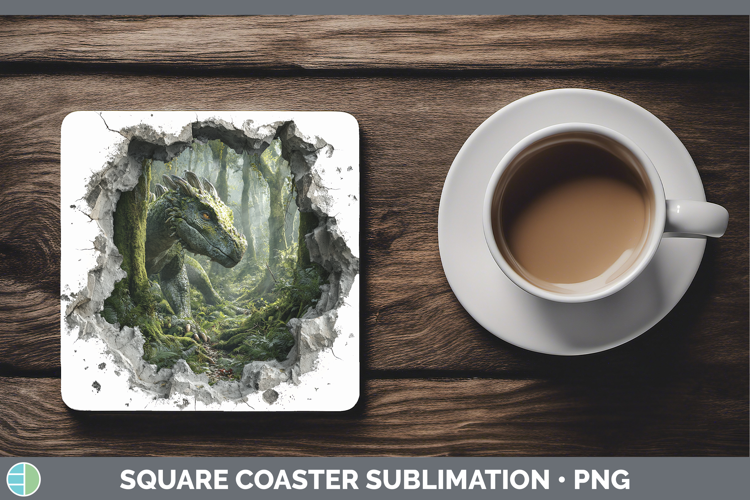 Dragon Animals 3D Hole Square Coaster Sublimation Design