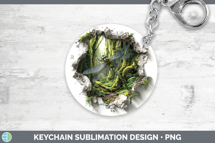 Dragonfly Animals 3D Hole Keychain Sublimation Design