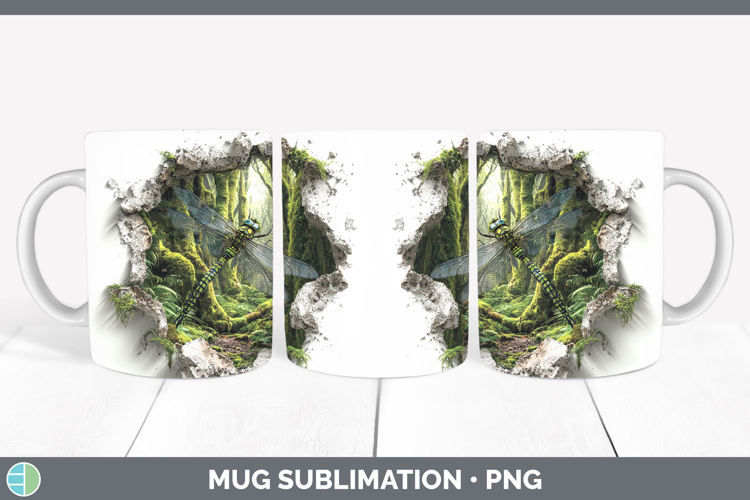Dragonfly Animals 3D Hole Mug Wrap Sublimation Design