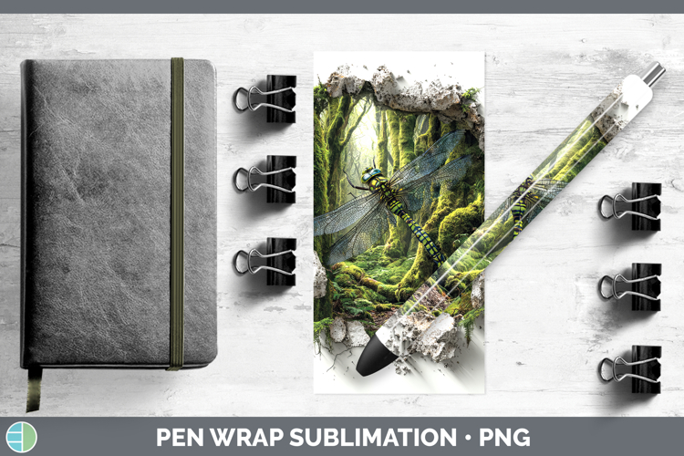 Dragonfly Animals 3D Hole Pen Wrap Sublimation Design