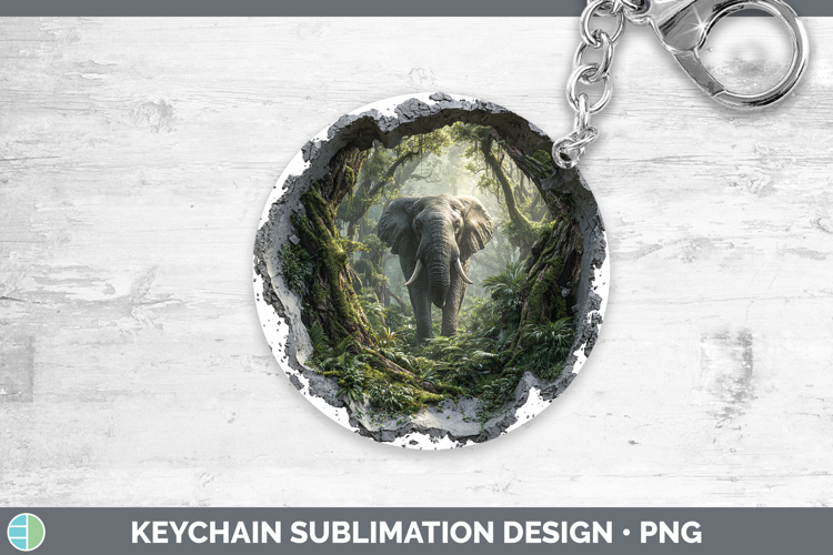 Elephant Animals 3D Hole Keychain Sublimation Design