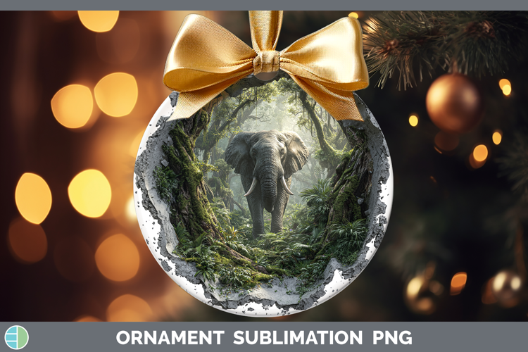 Elephant Animals 3D Hole Ornament Sublimation Design