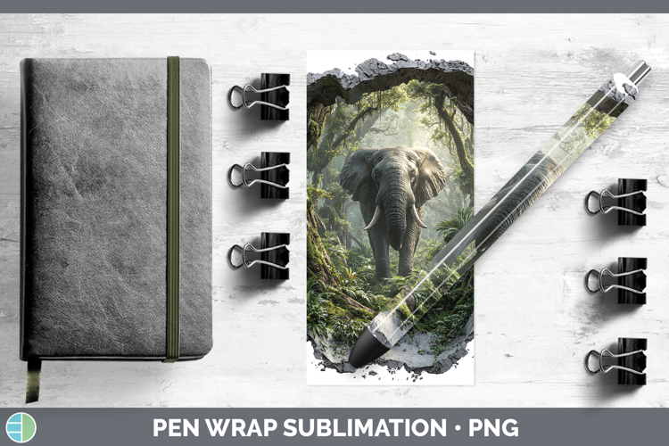 Elephant Animals 3D Hole Pen Wrap Sublimation Design