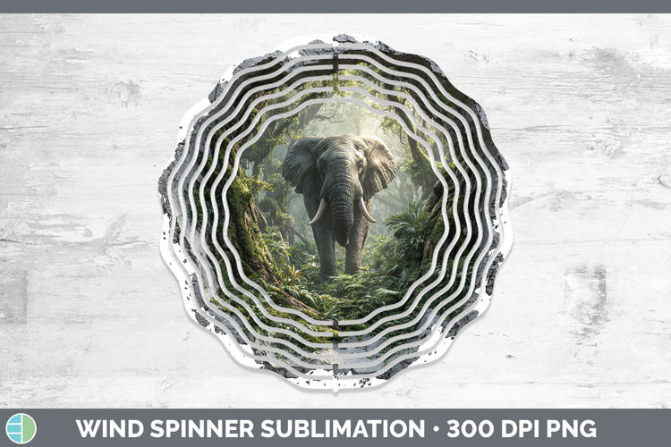 Elephant Animals 3D Hole Wind Spinner Sublimation Design