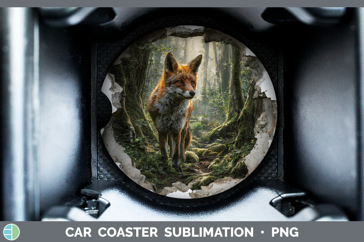 Fox Animals 3D Hole Car Coaster Sublimation Design