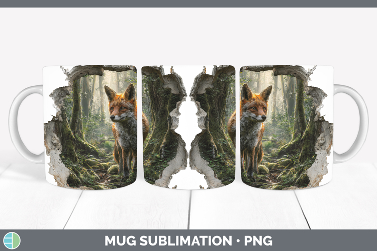 Fox Animals 3D Hole Mug Wrap Sublimation Design