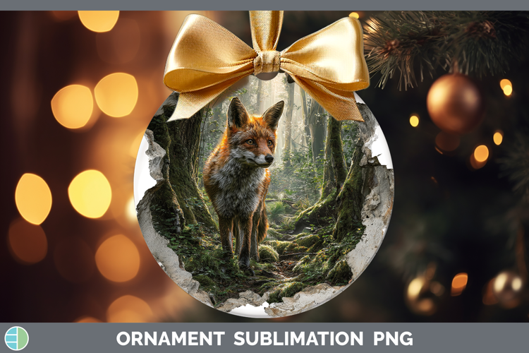 Fox Animals 3D Hole Ornament Sublimation Design