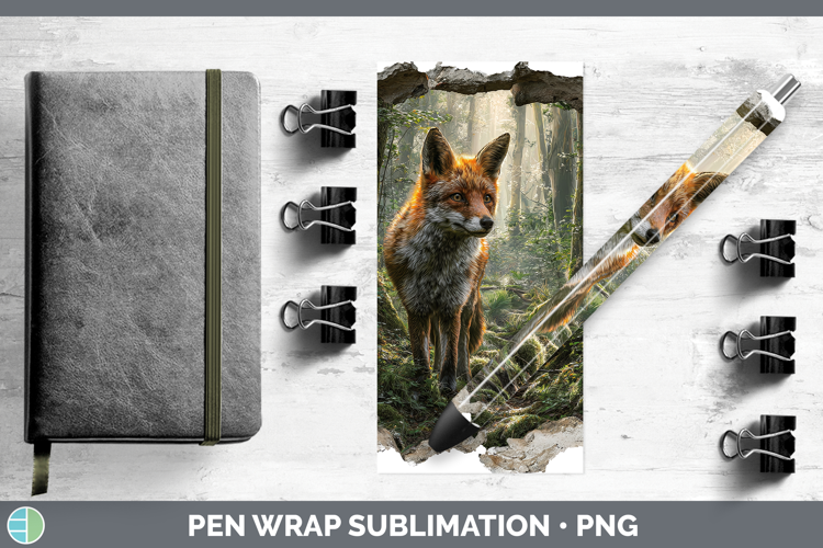 Fox Animals 3D Hole Pen Wrap Sublimation Design