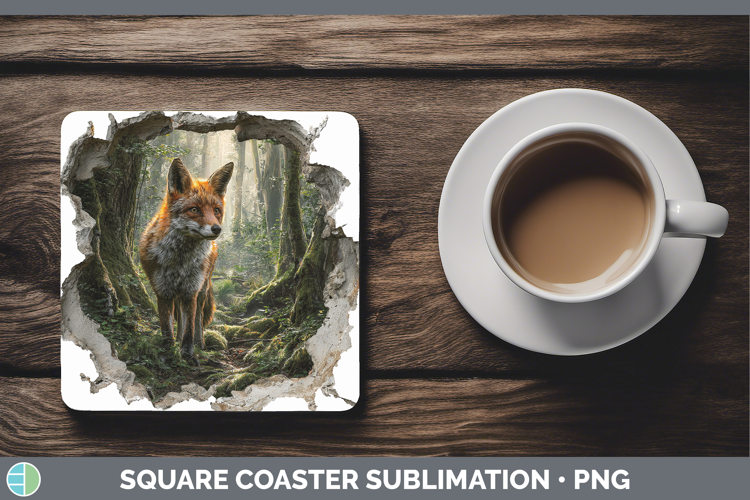 Fox Animals 3D Hole Square Coaster Sublimation Design