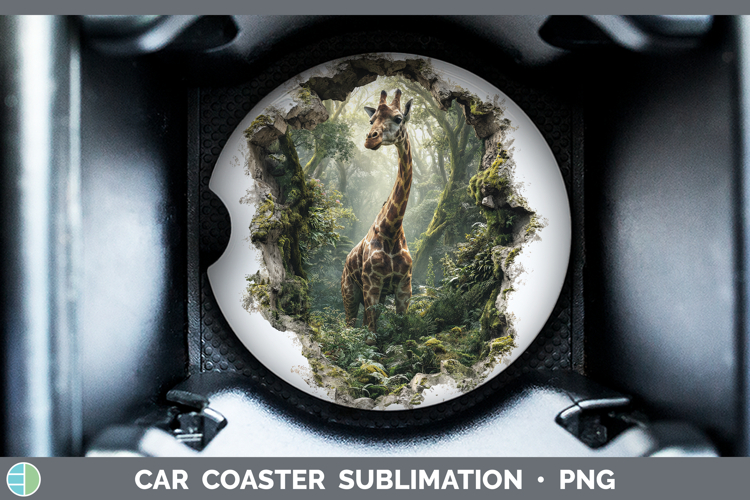 Giraffe Animals 3D Hole Car Coaster Sublimation Design