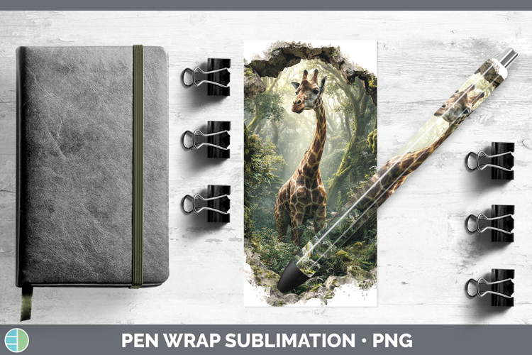 Giraffe Animals 3D Hole Pen Wrap Sublimation Design