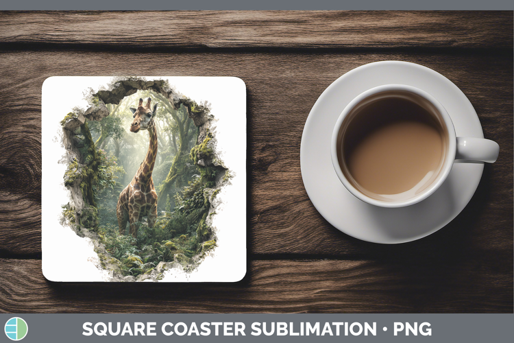 Giraffe Animals 3D Hole Square Coaster Sublimation Design