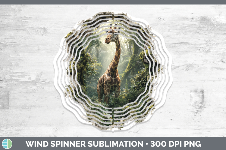 Giraffe Animals 3D Hole Wind Spinner Sublimation Design