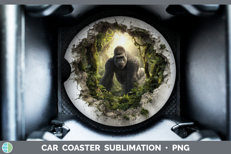 Gorilla Animals 3D Hole Car Coaster Sublimation Design