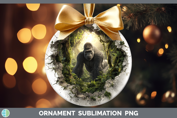 Gorilla Animals 3D Hole Ornament Sublimation Design
