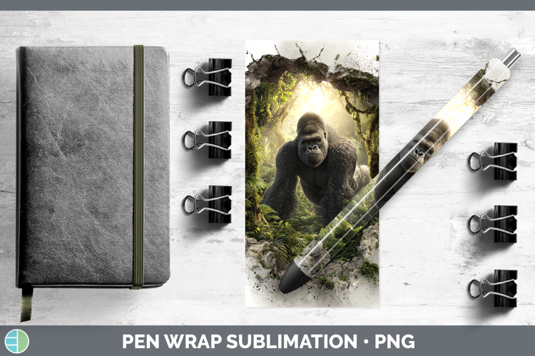 Gorilla Animals 3D Hole Pen Wrap Sublimation Design