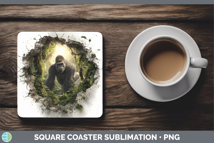 Gorilla Animals 3D Hole Square Coaster Sublimation Design