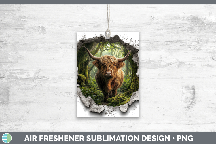 Highland Cow Animals 3D Hole Air Freshener Sublimation Desig