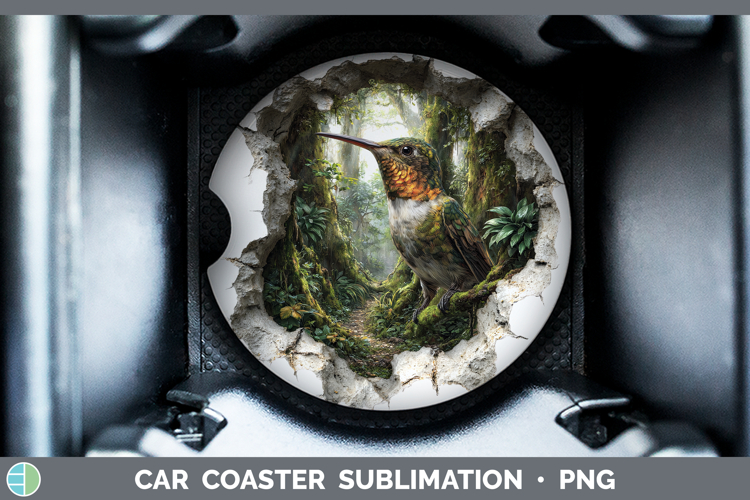Hummingbird Animals 3D Hole Car Coaster Sublimation Design