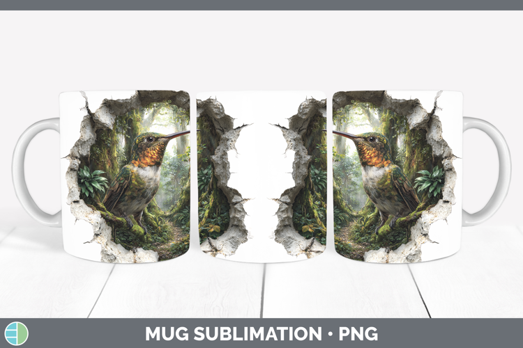 Hummingbird Animals 3D Hole Mug Wrap Sublimation Design