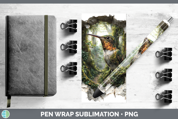 Hummingbird Animals 3D Hole Pen Wrap Sublimation Design