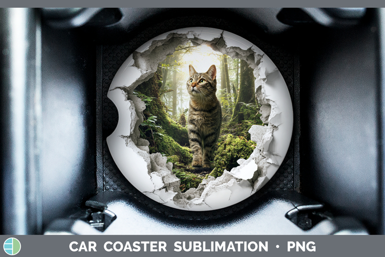 Kitten Animals 3D Hole Car Coaster Sublimation Design