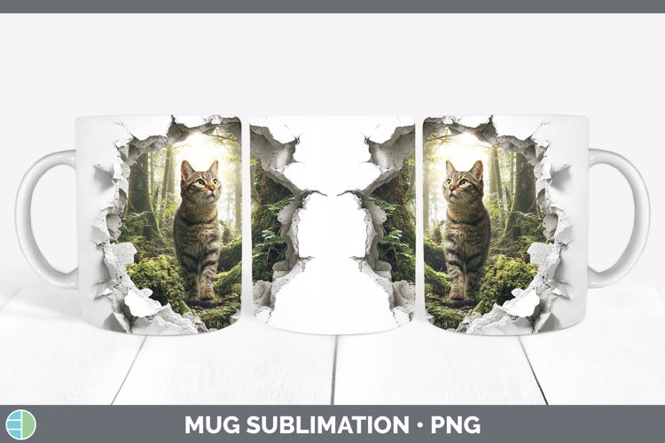 Kitten Animals 3D Hole Mug Wrap Sublimation Design