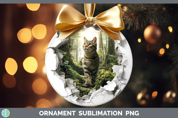 Kitten Animals 3D Hole Ornament Sublimation Design