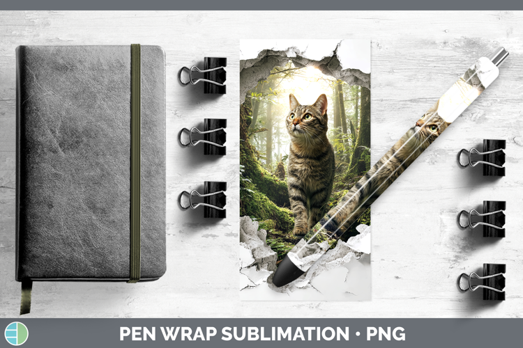 Kitten Animals 3D Hole Pen Wrap Sublimation Design