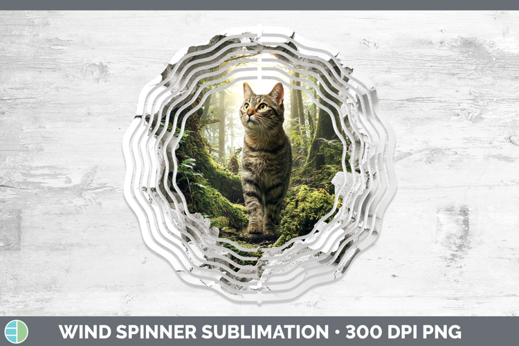 Kitten Animals 3D Hole Wind Spinner Sublimation Design