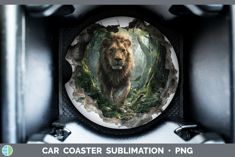 Lion Animals 3D Hole Car Coaster Sublimation Design