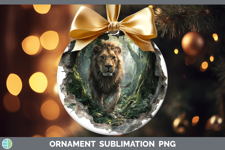 Lion Animals 3D Hole Ornament Sublimation Design