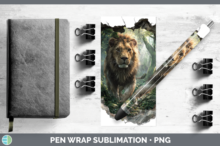 Lion Animals 3D Hole Pen Wrap Sublimation Design