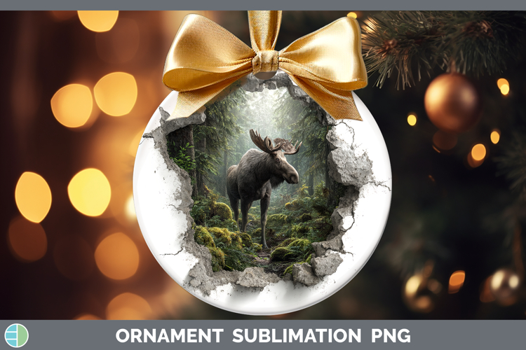 Moose Animals 3D Hole Ornament Sublimation Design