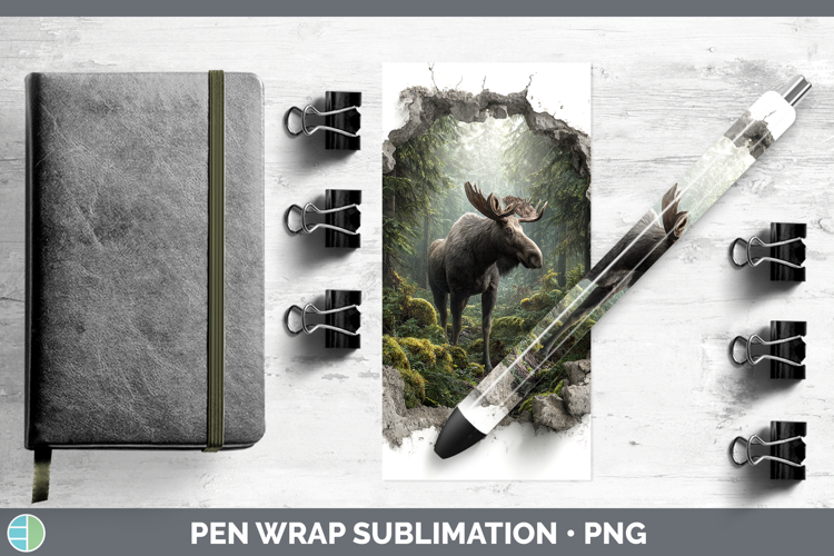 Moose Animals 3D Hole Pen Wrap Sublimation Design