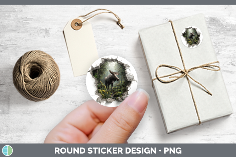 Moose Animals 3D Hole Stickers Design
