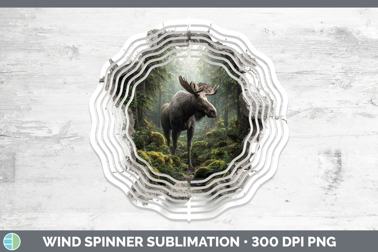 Moose Animals 3D Hole Wind Spinner Sublimation Design