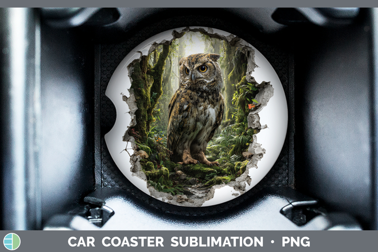 Owl Animals 3D Hole Car Coaster Sublimation Design