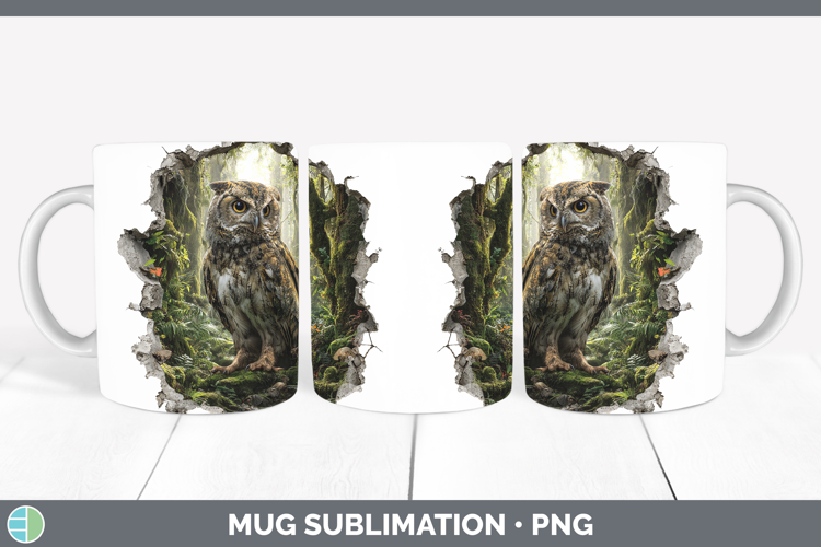 Owl Animals 3D Hole Mug Wrap Sublimation Design