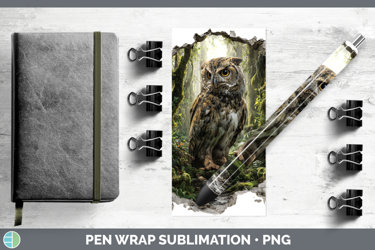 Owl Animals 3D Hole Pen Wrap Sublimation Design