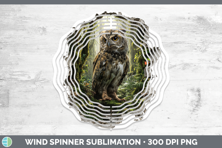 Owl Animals 3D Hole Wind Spinner Sublimation Design