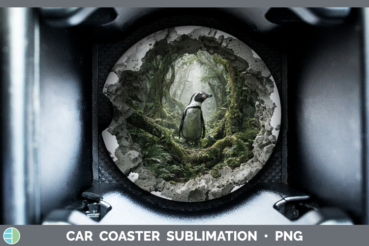 Penguin Animals 3D Hole Car Coaster Sublimation Design