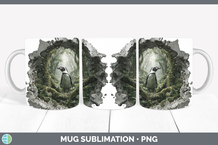 Penguin Animals 3D Hole Mug Wrap Sublimation Design