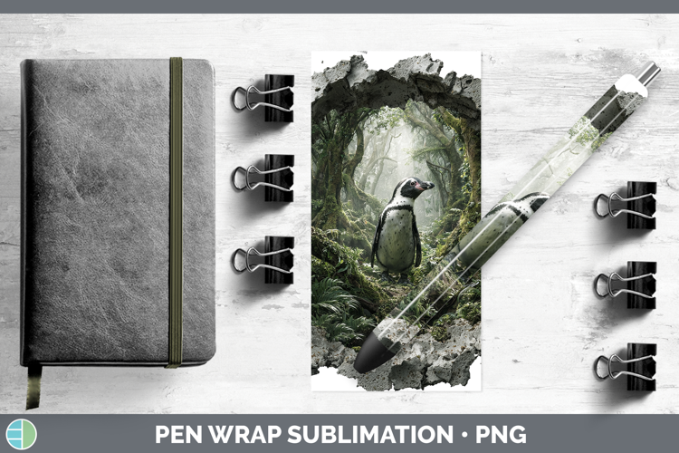 Penguin Animals 3D Hole Pen Wrap Sublimation Design