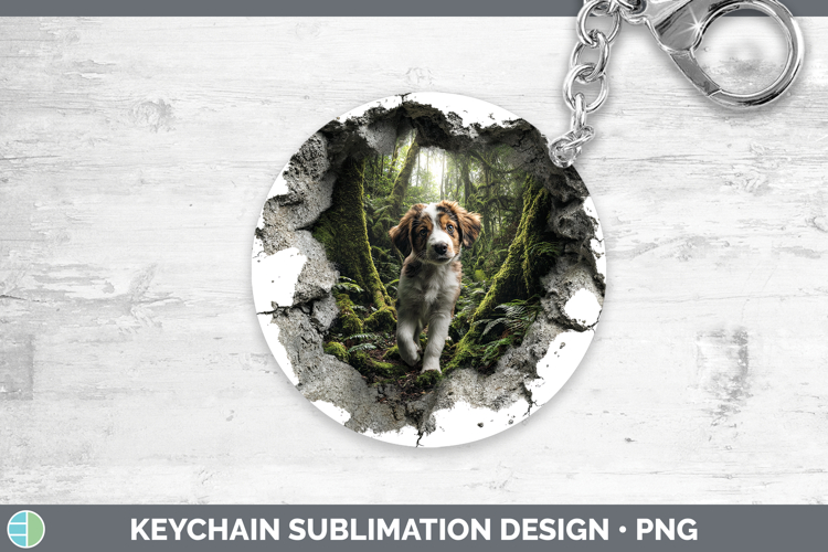 Puppy Animals 3D Hole Keychain Sublimation Design
