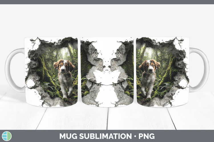 Puppy Animals 3D Hole Mug Wrap Sublimation Design