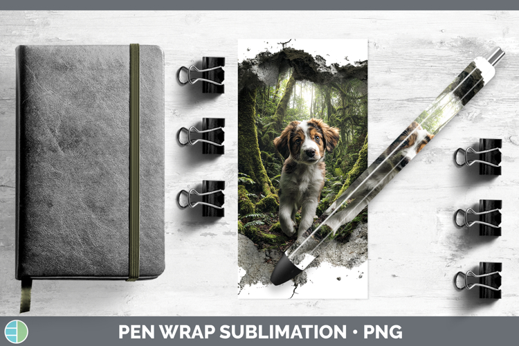 Puppy Animals 3D Hole Pen Wrap Sublimation Design