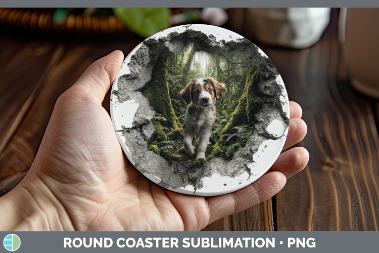 Puppy Animals 3D Hole Round Coaster Sublimation Design