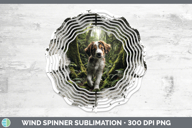 Puppy Animals 3D Hole Wind Spinner Sublimation Design
